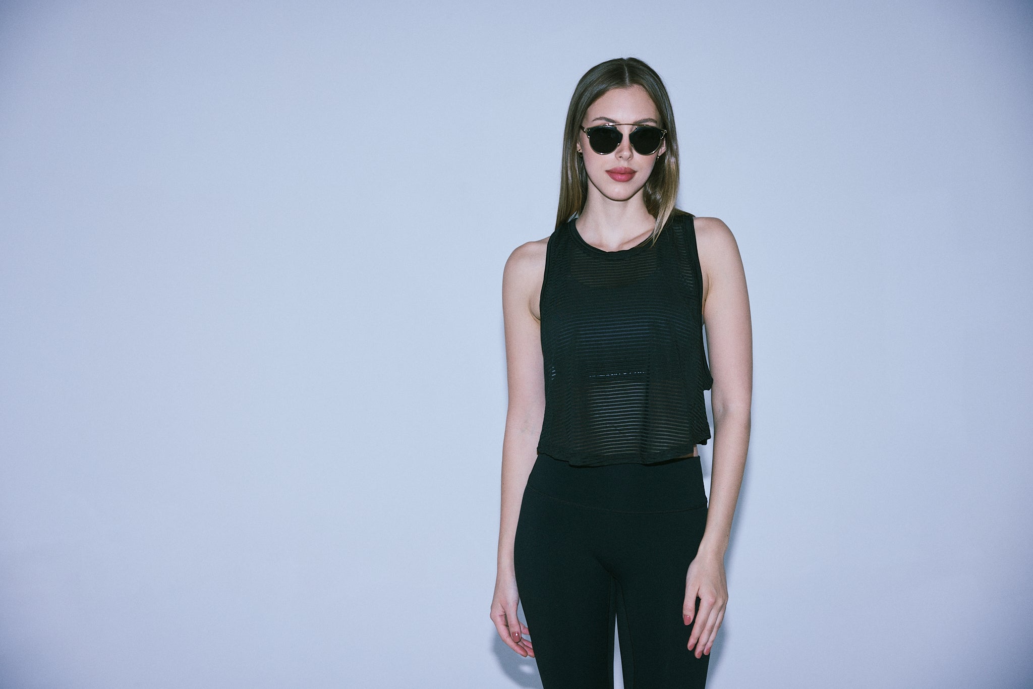 Sheer Layer Crop Tank in black