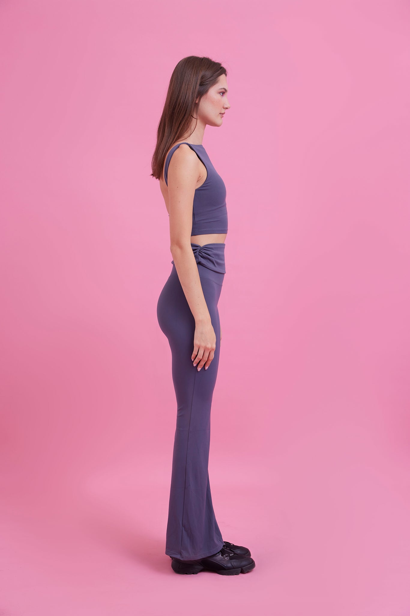 SilkContour Airbrushed Flare Pant in Blueberry grey