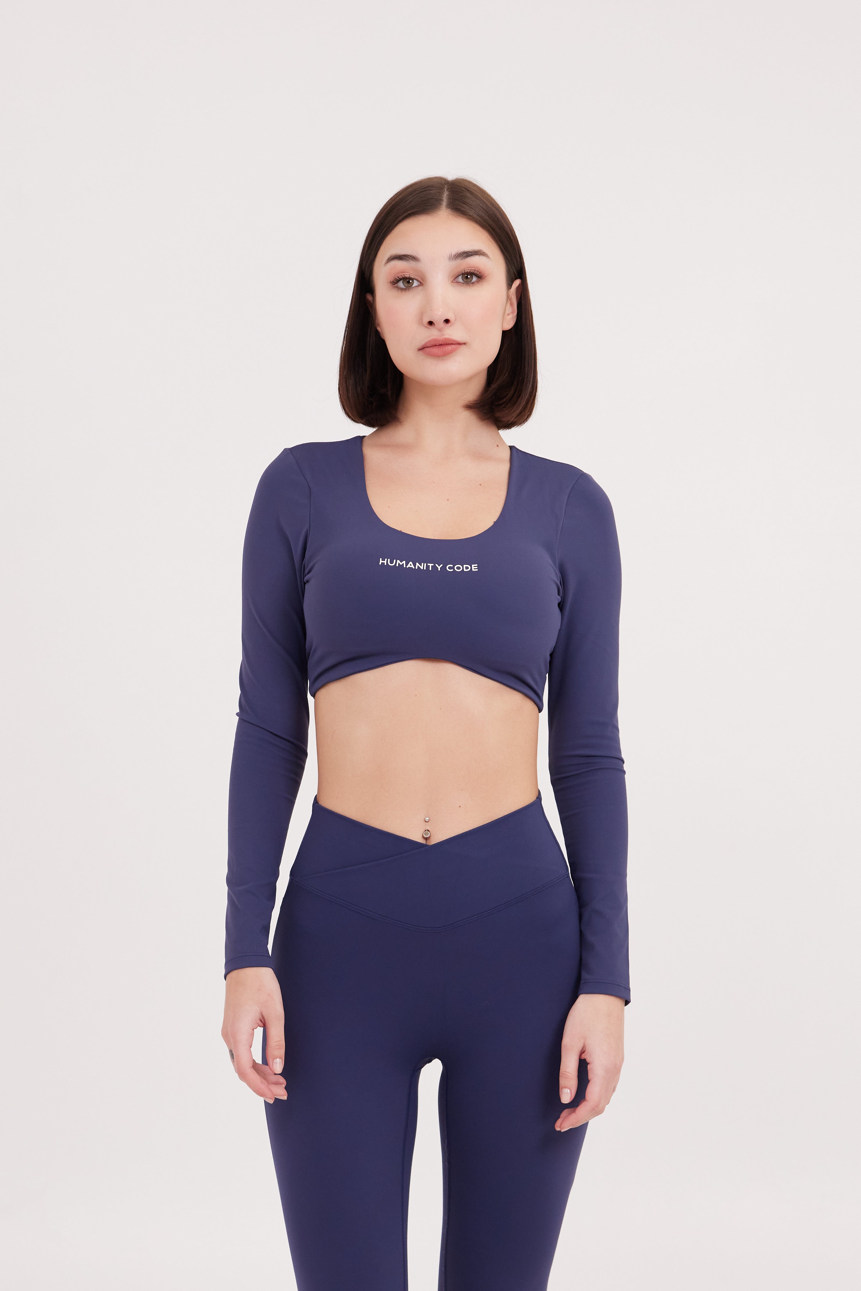 SoftSkin 2-IN-1 BRA Long Sleeve Crop Top