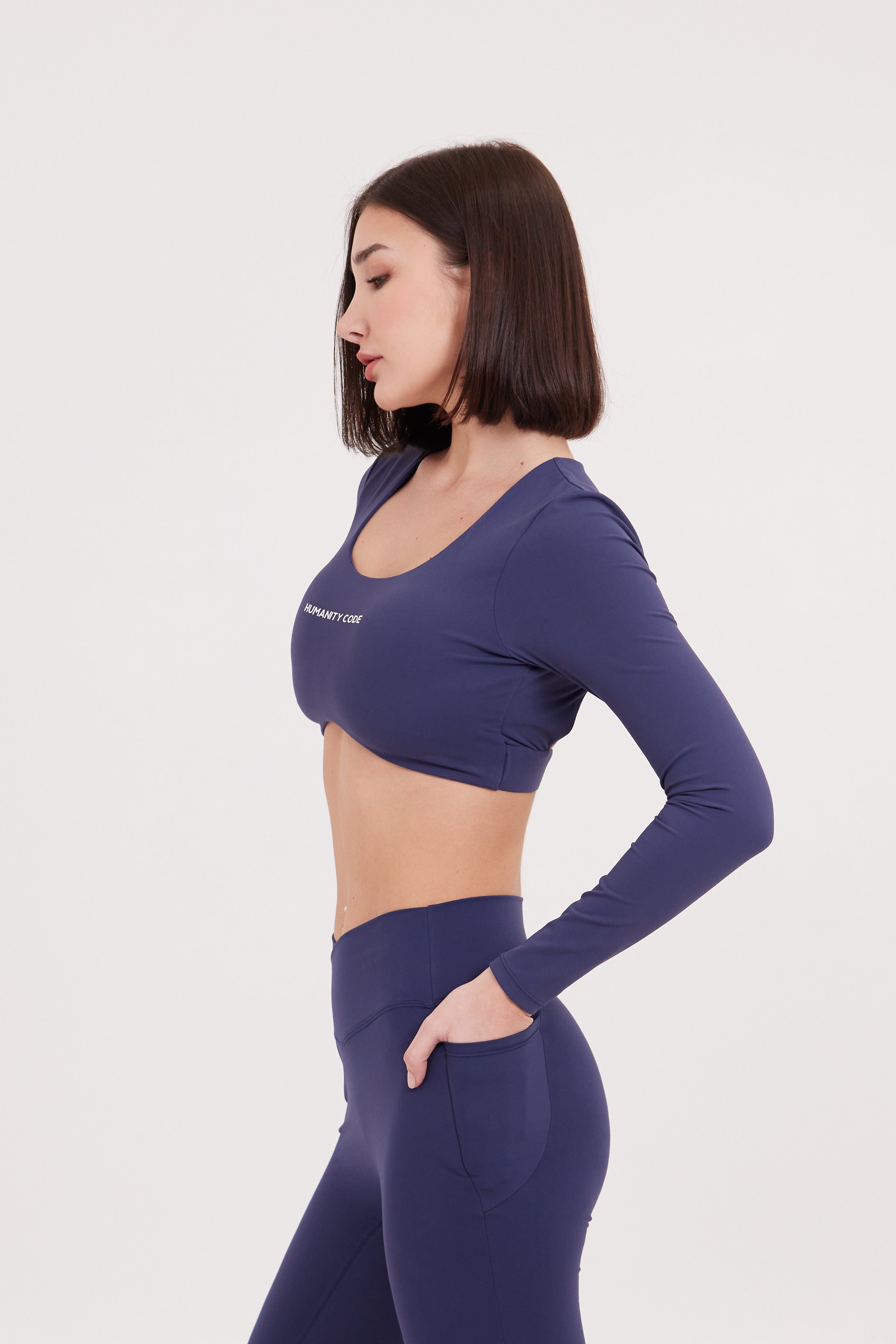 SoftSkin 2-IN-1 BRA Long Sleeve Crop Top